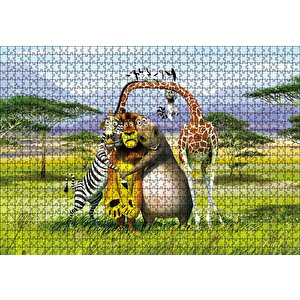 Madagascar Çizgi Film Puzzle Yapboz Mdf Ahşap 1000 Parça