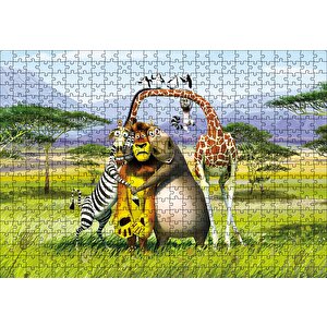 Madagascar Çizgi Film Puzzle Yapboz Mdf Ahşap 500 Parça