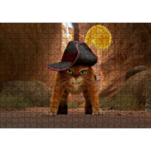 Çizmeli Kedi Çizgi Film Görseli Puzzle Yapboz Mdf Ahşap 500 Parça