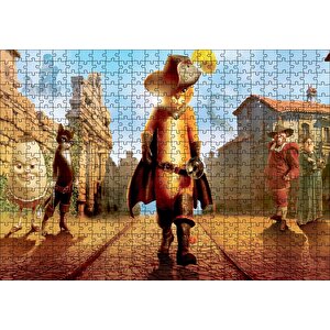 Film Çizmeli Kedi Kahramanlar Puzzle Yapboz Mdf Ahşap 500 Parça