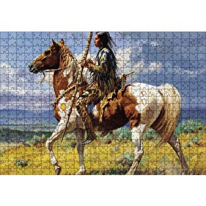 Atlı Avcı Kızılderili Puzzle Yapboz Mdf Ahşap 500 Parça