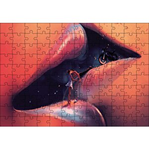 Dudakta Öpüşen Gençler Soyut Puzzle Yapboz Mdf Ahşap 120 Parça
