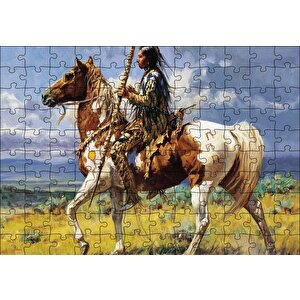 Atlı Avcı Kızılderili Puzzle Yapboz Mdf Ahşap 120 Parça