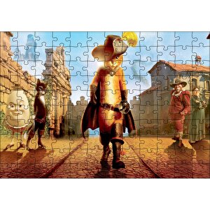 Film Çizmeli Kedi Kahramanlar Puzzle Yapboz Mdf Ahşap 120 Parça