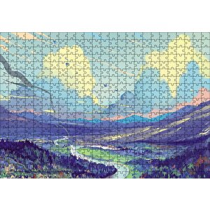 Ebruli Doğası Akarsu Ova Puzzle Yapboz Mdf Ahşap 500 Parça