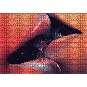Dudakta Öpüşen Gençler Soyut Puzzle Yapboz Mdf Ahşap 1000 Parça