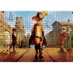 Film Çizmeli Kedi Kahramanlar Puzzle Yapboz Mdf Ahşap 1000 Parça