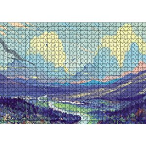 Ebruli Doğası Akarsu Ova Puzzle Yapboz Mdf Ahşap 1000 Parça
