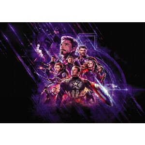 Avengers Tüm Kahramanlar Mavi Işıklar Puzzle Yapboz Mdf Ahşap 120 Parça
