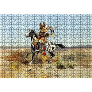Savaşçı Kızılderili Yağlı Boya Puzzle Yapboz Mdf Ahşap 1000 Parça