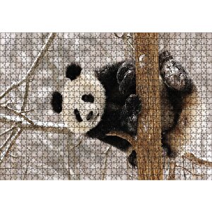 Ağaç Dalında Panda Puzzle Yapboz Mdf Ahşap 1000 Parça