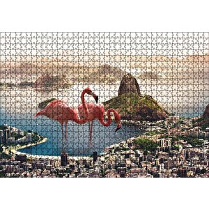 Şehir Deniz Filamingolar Fantastik Puzzle Yapboz Mdf Ahşap 1000 Parça