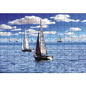 Bulutlar Ve Yelkenliler Puzzle Yapboz Mdf Ahşap 120 Parça