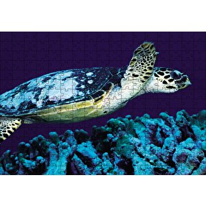 Deniz Dibinde Kaplumbağası Puzzle Yapboz Mdf Ahşap 255 Parça