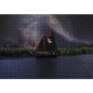 Denge İşaretli Yelkenli Gemi Puzzle Yapboz Mdf Ahşap 500 Parça