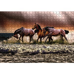 Kumsaldaki Atlar Puzzle Yapboz Mdf Ahşap 500 Parça