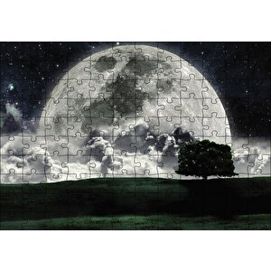 Doğa Gecede Ay Güzelliği Puzzle Yapboz Mdf Ahşap 120 Parça