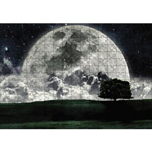 Doğa Gecede Ay Güzelliği Puzzle Yapboz Mdf Ahşap 255 Parça