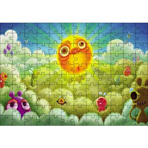 Çizgi Film Sahnesi Puzzle Yapboz Mdf Ahşap 120 Parça