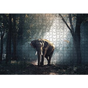 Ormanda Fil Puzzle Yapboz Mdf Ahşap 500 Parça