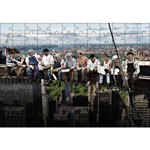 Göktelende Öğle Yemeği Puzzle Yapboz Mdf Ahşap 120 Parça