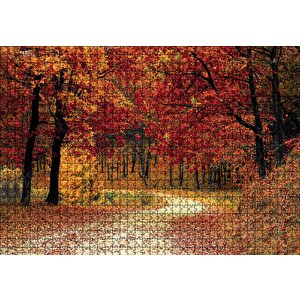 Sonbaharda Orman Görseli Puzzle Yapboz Mdf Ahşap 1000 Parça