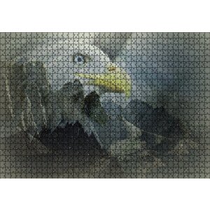 Karlı Dağlar Sarı Gagalı Kartal Puzzle Yapboz Mdf Ahşap 1000 Parça