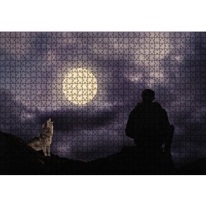 Dolun Ay Mehtap Adam Kurt Puzzle Yapboz Mdf Ahşap 1000 Parça