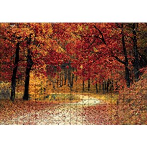 Sonbaharda Orman Görseli Puzzle Yapboz Mdf Ahşap 500 Parça
