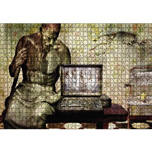 Bilgisayar Heykel Geçmiş Gelecek Puzzle Yapboz Mdf Ahşap 1000 Parça