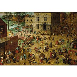 Çoçuklarin Oyunları Pieter Brueghel Puzzle Yapboz Mdf Ahşap 120 Parça