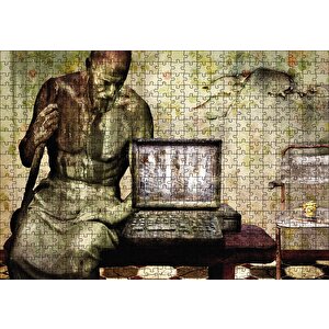 Bilgisayar Heykel Geçmiş Gelecek Puzzle Yapboz Mdf Ahşap 500 Parça