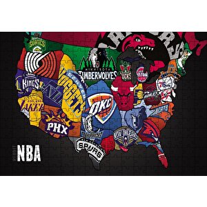Nba Takım Logoları Puzzle Yapboz Mdf Ahşap 255 Parça