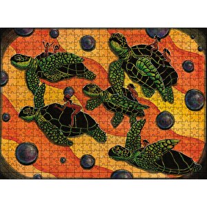 Kaplumbağa İnsan Figürü Puzzle Yapboz Mdf Ahşap 500 Parça