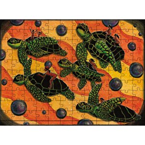 Kaplumbağa İnsan Figürü Puzzle Yapboz Mdf Ahşap 120 Parça
