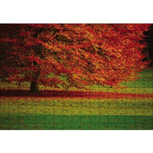 Kırmızı Ağaç Sonbahar Puzzle Yapboz Mdf Ahşap 255 Parça