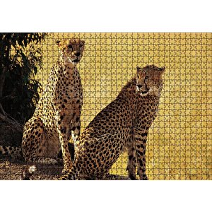 Çift Leopar Puzzle Yapboz Mdf Ahşap 1000 Parça