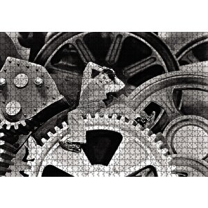 Charlie Chaplin Modern Zaman Puzzle Yapboz Mdf Ahşap 1000 Parça