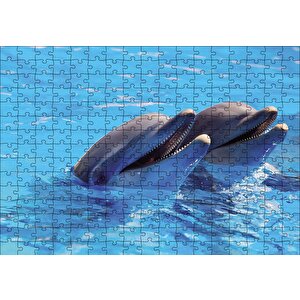 Çift Yunuslar Puzzle Yapboz Mdf Ahşap 255 Parça