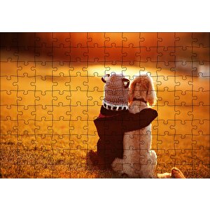 Çocuk Ve Köpek Best Friends Puzzle Yapboz Mdf Ahşap 120 Parça