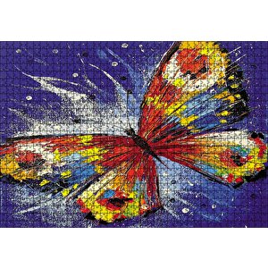 Renkli Kelebek Yağlı Boyalı Puzzle Yapboz Mdf Ahşap 1000 Parça