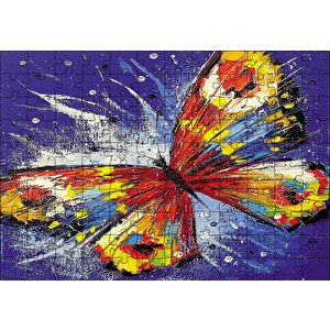 Renkli Kelebek Yağlı Boyalı Puzzle Yapboz Mdf Ahşap 120 Parça