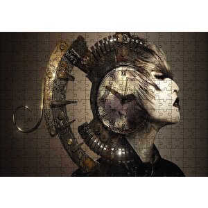 Fantastik Mekanik Kadın Saat Çarklar Puzzle Yapboz Mdf Ahşap 255 Parça