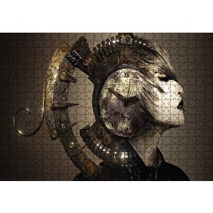 Fantastik Mekanik Kadın Saat Çarklar Puzzle Yapboz Mdf Ahşap 500 Parça