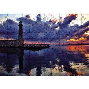 Deniz Feneri Gün Batımı Puzzle Yapboz Mdf Ahşap 120 Parça