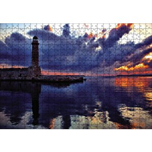 Deniz Feneri Gün Batımı Puzzle Yapboz Mdf Ahşap 500 Parça
