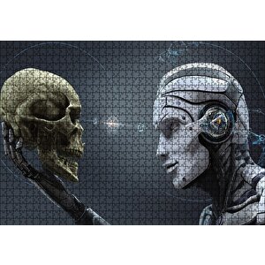 Kuru Kafa Ve Robot Puzzle Yapboz Mdf Ahşap 1000 Parça