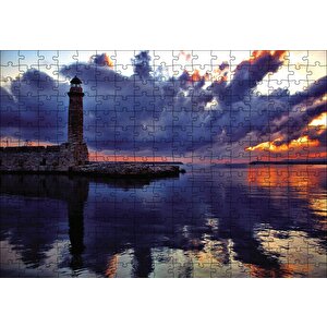Deniz Feneri Gün Batımı Puzzle Yapboz Mdf Ahşap 255 Parça