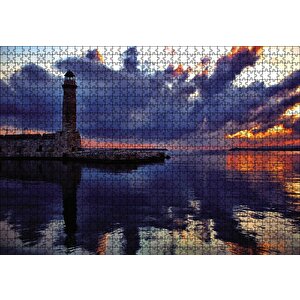 Deniz Feneri Gün Batımı Puzzle Yapboz Mdf Ahşap 1000 Parça