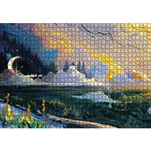 Ebruli Doğa Orman Puzzle Yapboz Mdf Ahşap 1000 Parça
